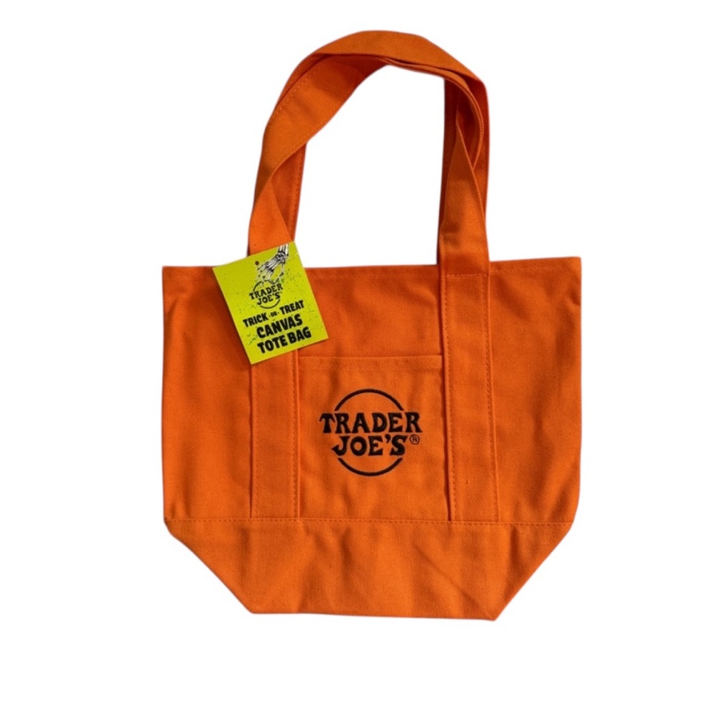 Trader Joe's Halloween trick or treat Orange Canvas Tote Bag